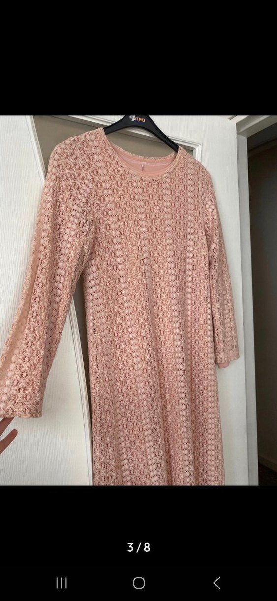 Bej Örgü Kadın Uzun Elbise - Görsel 3