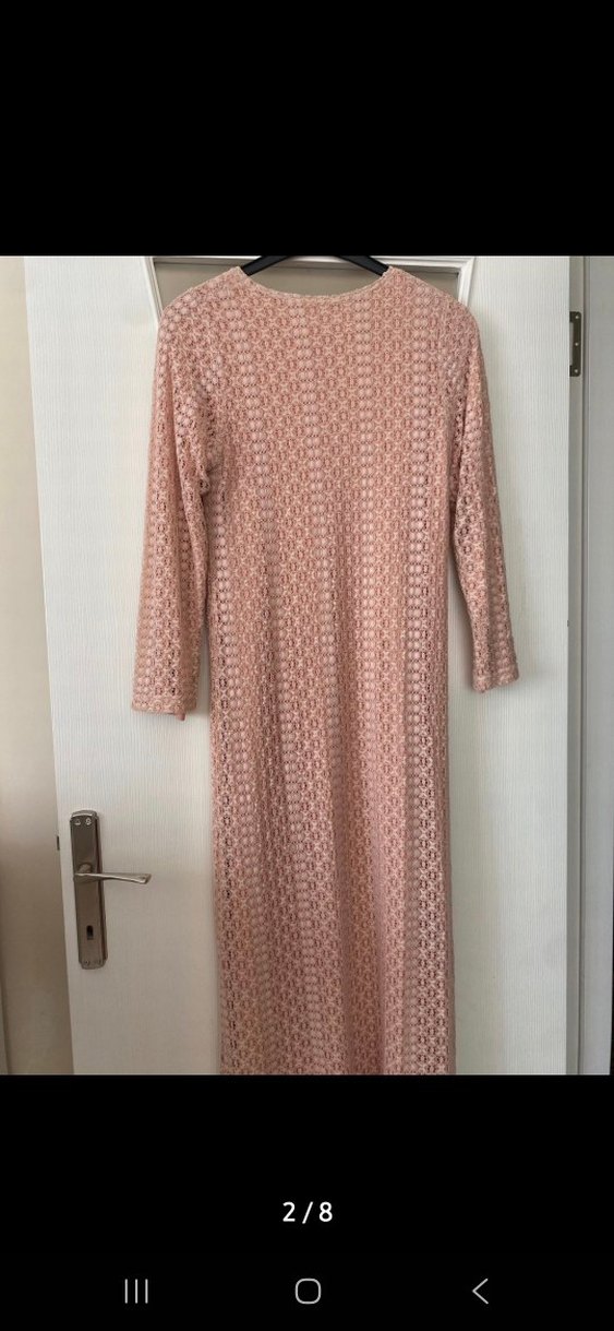 Bej Örgü Kadın Uzun Elbise - Görsel 2