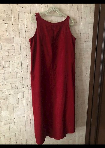 Bordo Nakışlı Bohem Uzun Elbise - Görsel 5