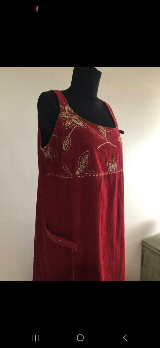 Bordo Nakışlı Bohem Uzun Elbise - Görsel 2