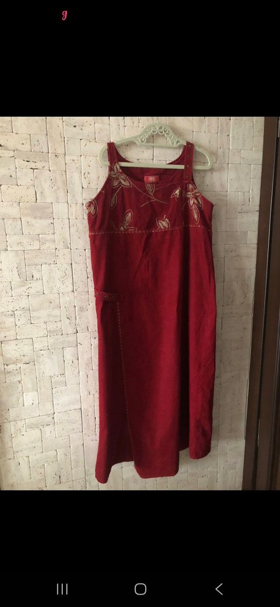 Bordo Nakışlı Bohem Uzun Elbise - Görsel 4