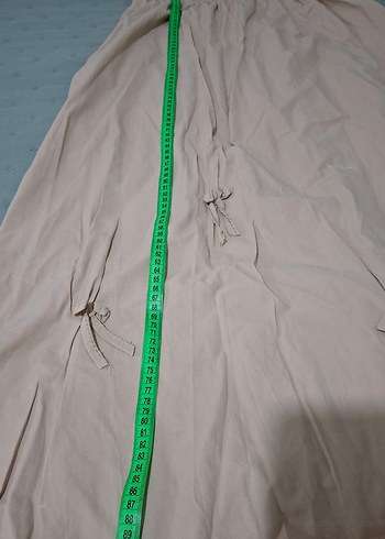 Bej Drapeli Uzun Keten Etek - Görsel 5