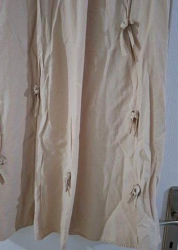 Bej Drapeli Uzun Keten Etek - Görsel 2