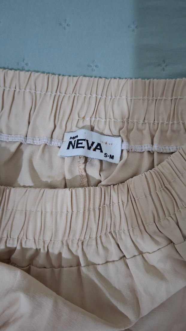 Bej Drapeli Uzun Keten Etek - Görsel 4