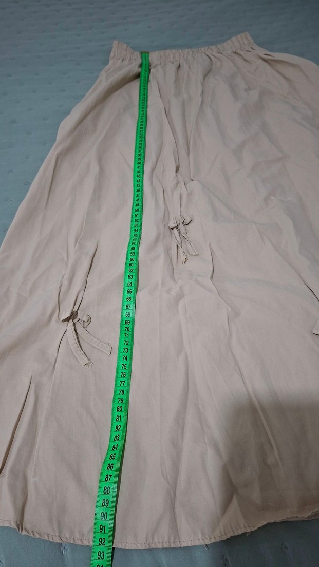 Bej Drapeli Uzun Keten Etek - Görsel 5