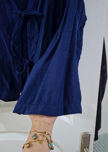 Lacivert Uzun Kollu Hemşire Sabahlığı - Görsel 2