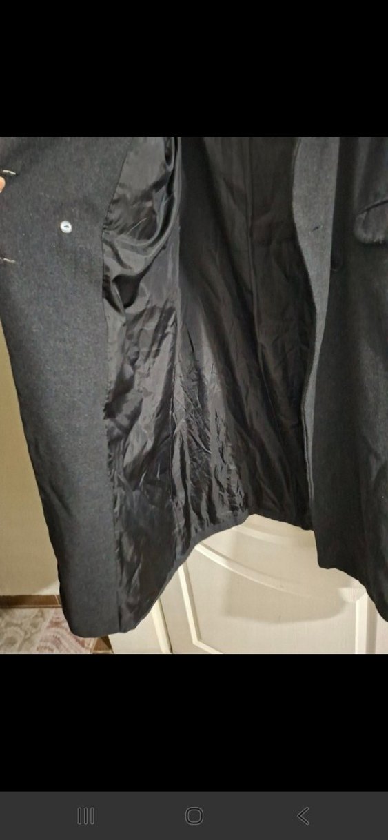 Düğmeli Siyah Kadın Uzun Kaban - Görsel 2