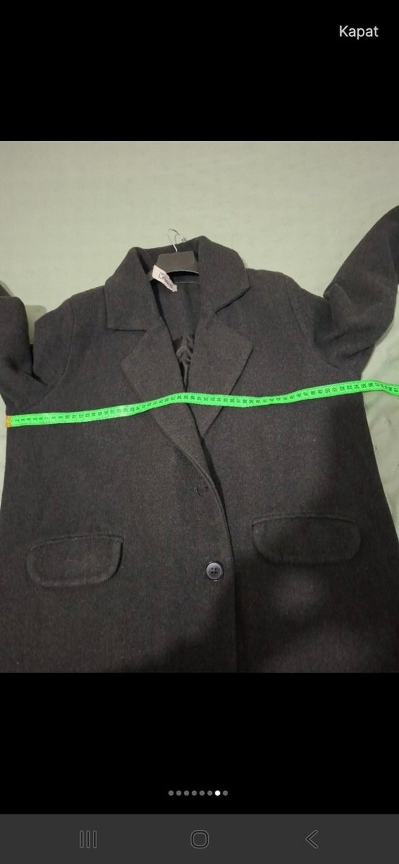 Düğmeli Siyah Kadın Uzun Kaban - Görsel 4