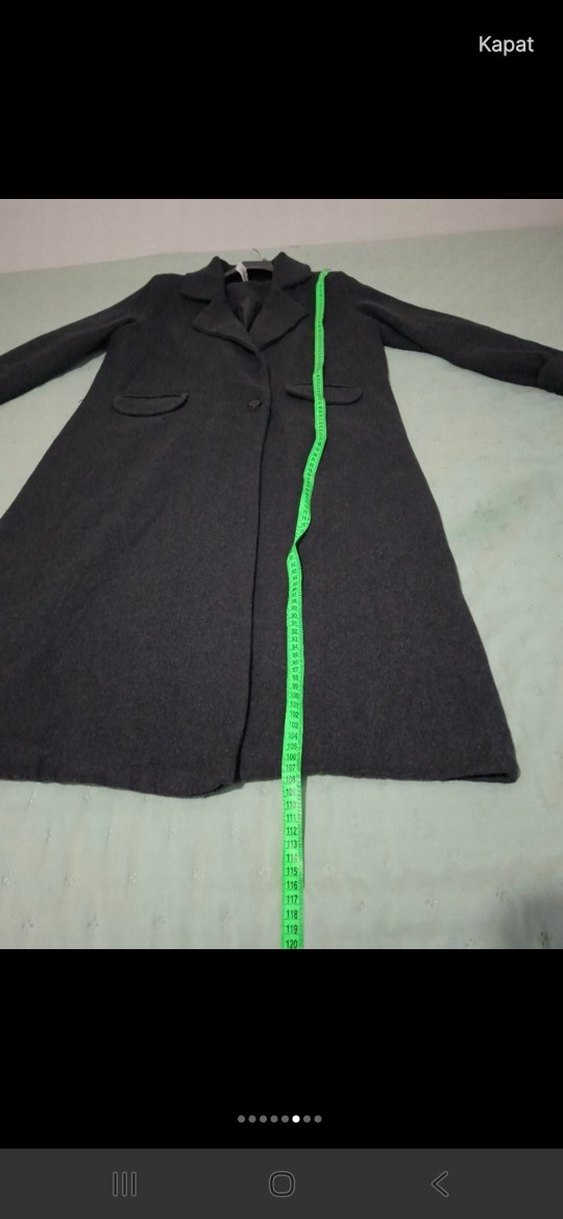 Düğmeli Siyah Kadın Uzun Kaban - Görsel 3