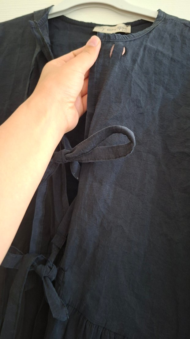 Gri Uzun Keten Hamile Tunik - Görsel 2