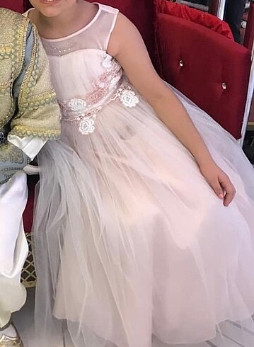 Kız Çocuğu Pembe Abiye 9-10 yaş - Görsel 5