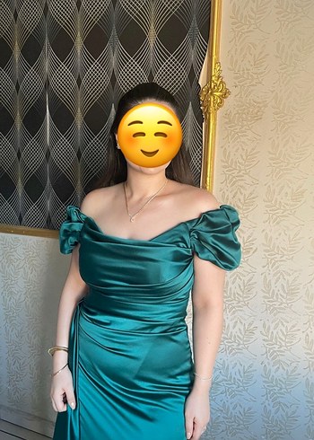 Yeşil Drapeli Uzun Abiye Elbise - Görsel 3