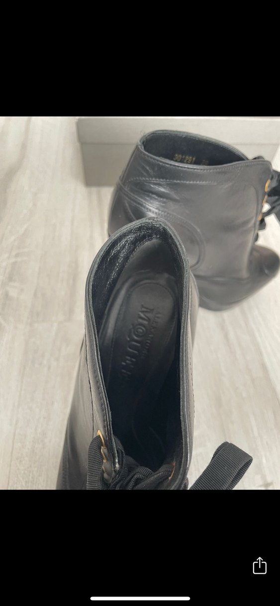 Siyah Deri Vintage Topuklu Kadın Bot - Görsel 4