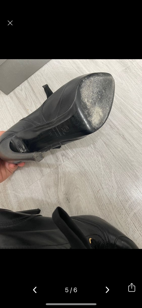 Siyah Deri Vintage Topuklu Kadın Bot - Görsel 5