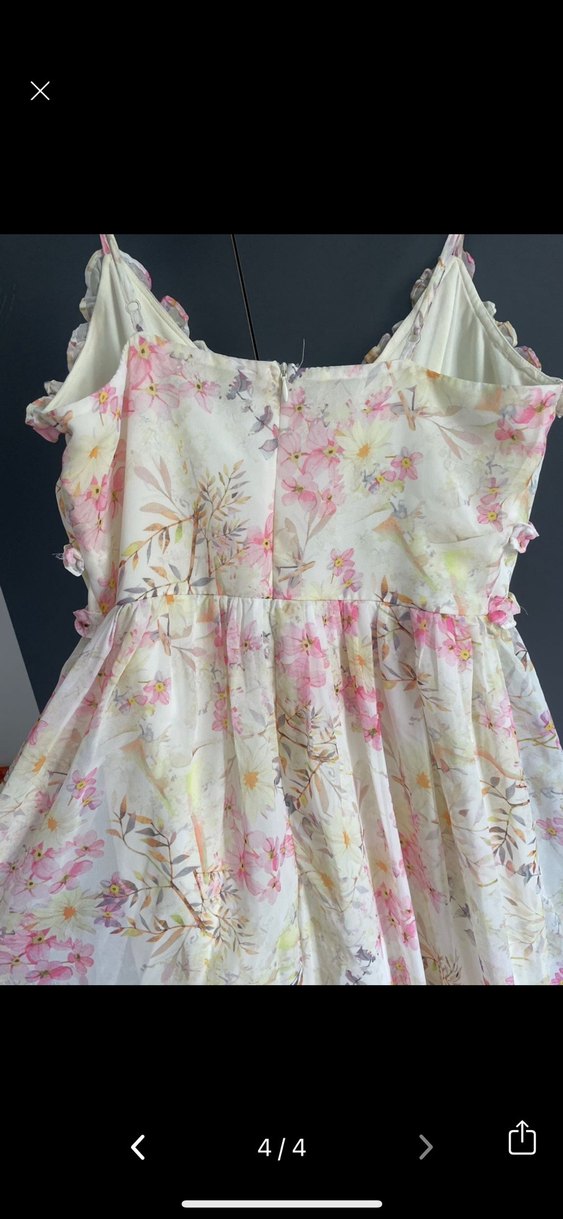 Pembe Ekru Çiçek Detaylı Bohem Uzun Elbise - Görsel 4