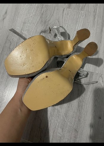 Gümüş Gri Platform Topuklu Kadın Ayakkabı - Görsel 5