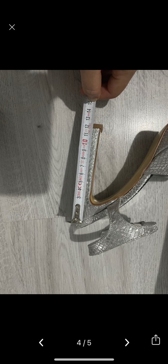 Gümüş Gri Platform Topuklu Kadın Ayakkabı - Görsel 4