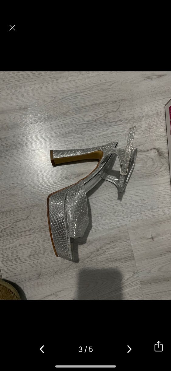 Gümüş Gri Platform Topuklu Kadın Ayakkabı - Görsel 3