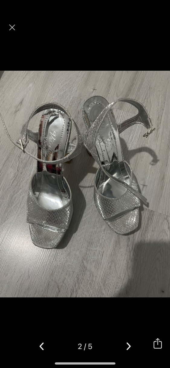 Gümüş Gri Platform Topuklu Kadın Ayakkabı - Görsel 2