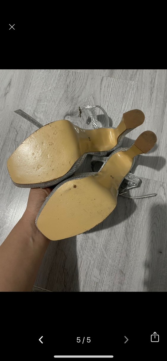 Gümüş Gri Platform Topuklu Kadın Ayakkabı - Görsel 5