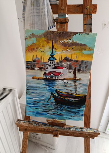 Renkli İstanbul Manzaralı El Yapımı Tablo