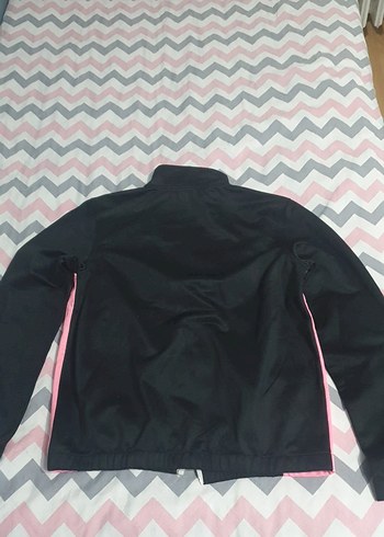 Fermuarlı Pembe Siyah Kadın Spor Ceket - Görsel 2