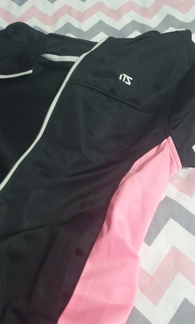 Fermuarlı Pembe Siyah Kadın Spor Ceket - Görsel 3