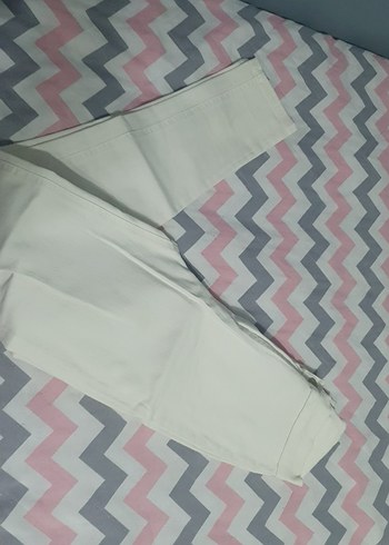 Beyaz Pamuk Kadın Kumaş Pantolon - Görsel 3