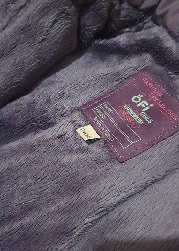 Kemerli Uzun Mor Kız Çocuk Kaban - Görsel 2