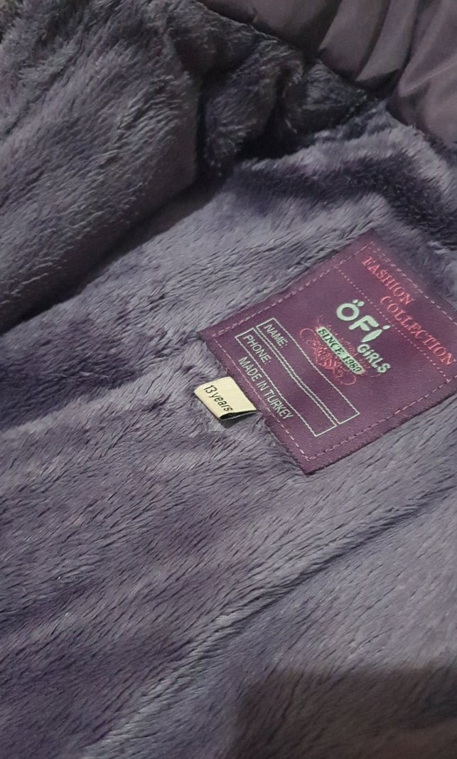 Kemerli Uzun Mor Kız Çocuk Kaban - Görsel 2