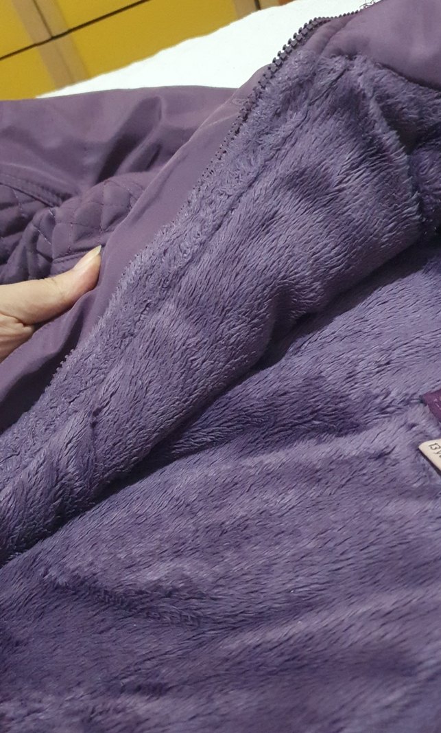 Kemerli Uzun Mor Kız Çocuk Kaban - Görsel 3