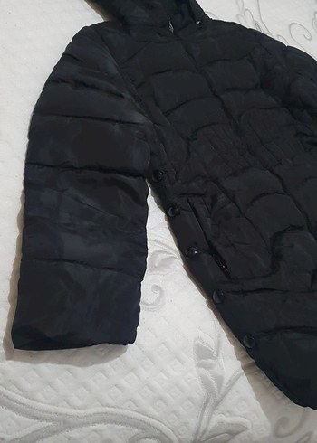 Siyah Kapüşonlu Uzun Kadın Kışlık Mont - Görsel 2