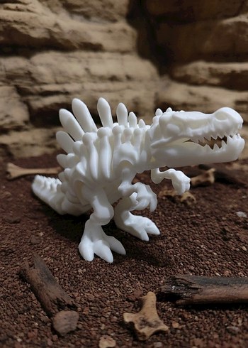 3'lü Set Beyaz Dinozor İskeleti Aksiyon Figürleri - Görsel 3