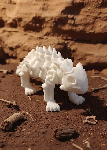 3'lü Set Beyaz Dinozor İskeleti Aksiyon Figürleri - Görsel 2