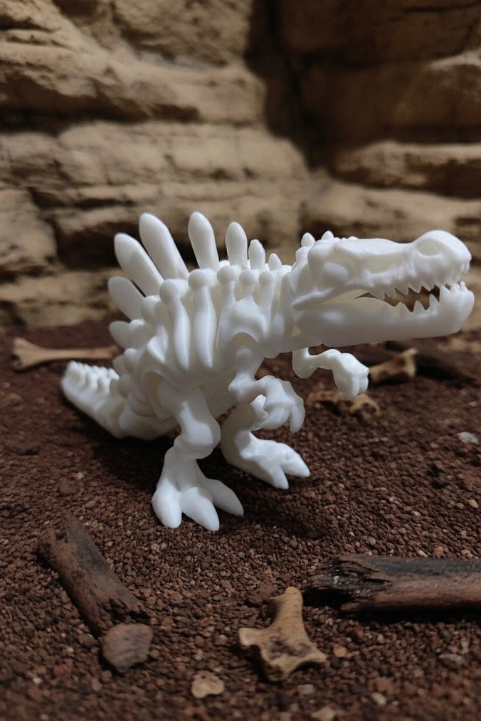 3'lü Set Beyaz Dinozor İskeleti Aksiyon Figürleri - Görsel 3