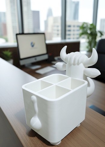 Beyaz İnek Figürlü Kalemlik - Görsel 2