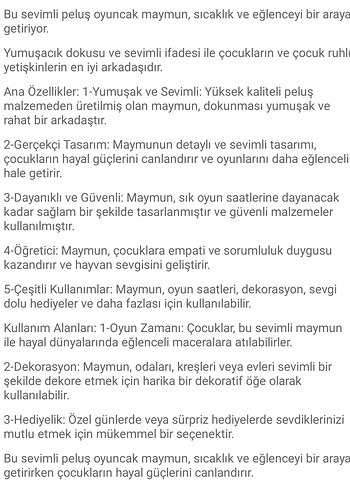 Kahverengi Peluş Oyuncak Maymun - Görsel 8