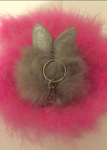 Gri Peluş Bohem Anahtarlık - Görsel 4