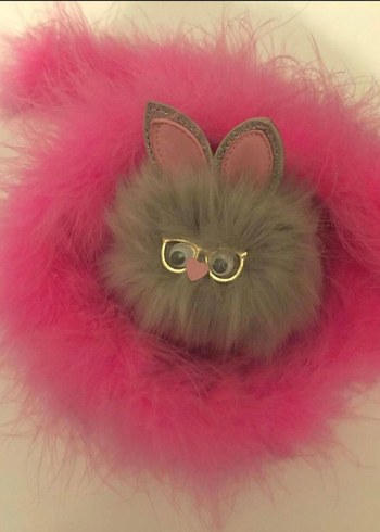 Gri Peluş Bohem Anahtarlık - Görsel 5