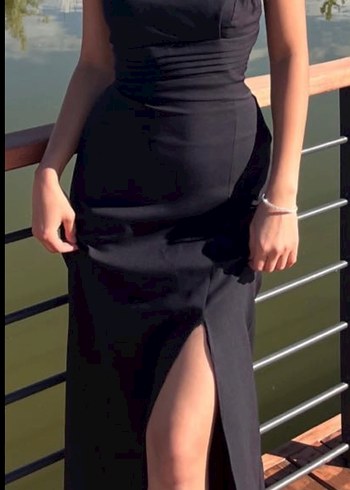 Siyah Straplez Uzun Abiye Elbise - Görsel 2