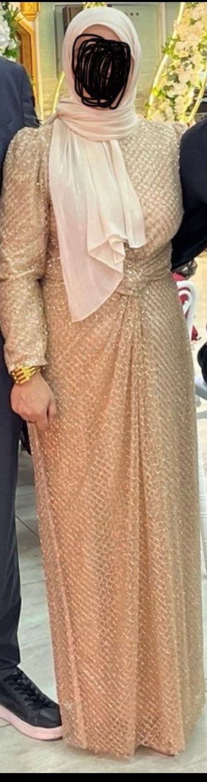 Altın Parlak  Uzun Abiye Elbise - Görsel 2