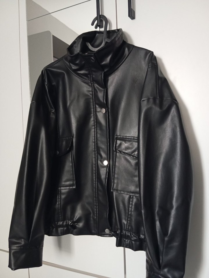 Siyah Oversize Deri Ceket — görsel 6/12