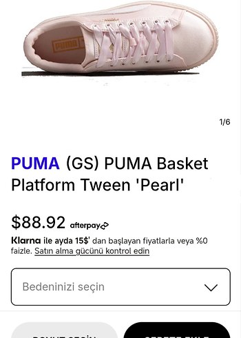 Puma Orijinal Puma Basket Platform Tween Jr Pearl Saten Pembe