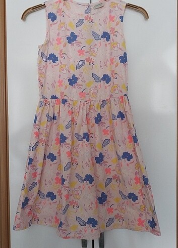 LC WAIKIKI Bisiklet Yaka Desenli Poplin Kız Çocuk Elbise