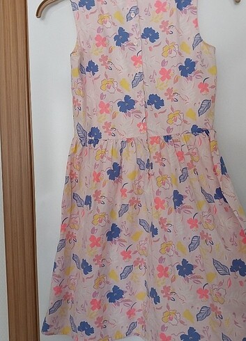 LC Waikiki LC WAIKIKI Bisiklet Yaka Desenli Poplin Kız Çocuk Elbise