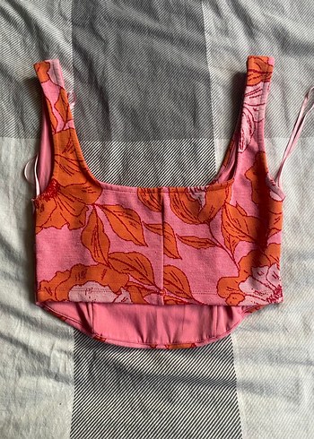 m Beden Çiçek Desenli Pembe Mini Büstiyer