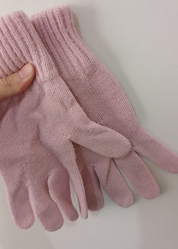 Kız Çocuk Pembe Triko Eldiven ve Boyunluk Seti - Görsel 5