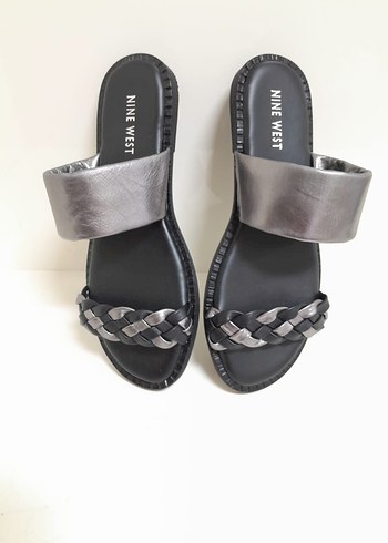 38 Beden Nine west Gri Örgülü Kadın Terlik