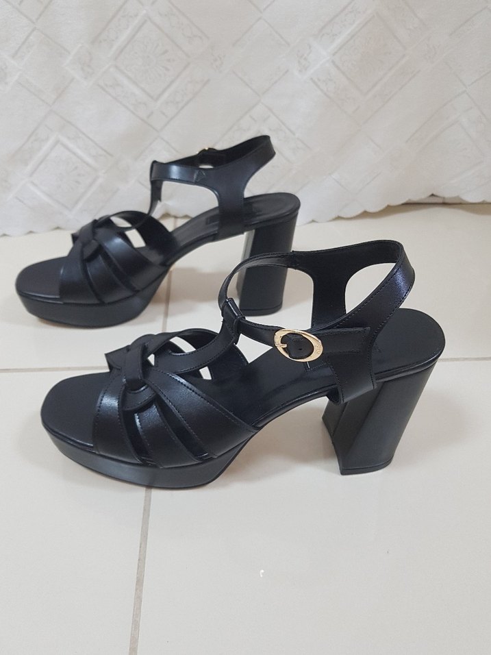 Siyah Platform Topuklu Kadın Sandalet - Görsel 4