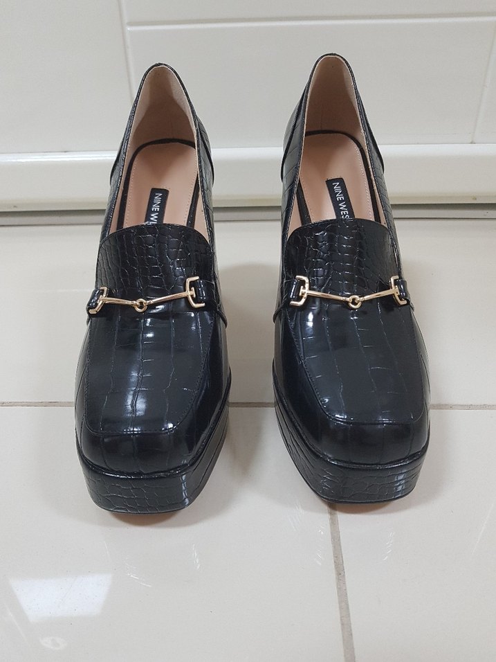 Klasik Siyah Yılan Derisi Platform Topuklu Ayakkabı - Görsel 2